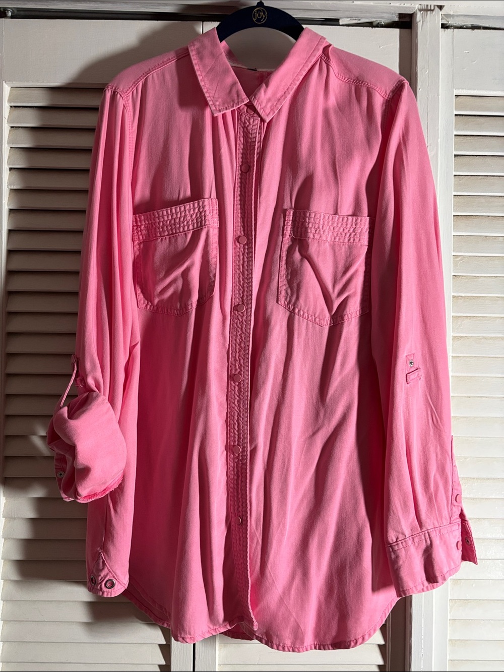 Pink Button-Front Blouse